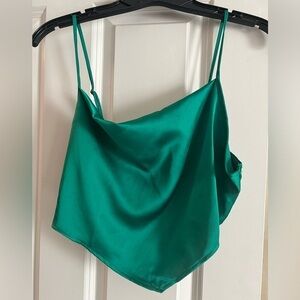 NWT Sincerely Jules Emeralde Green Handkerchief Camisole Crop Top - L